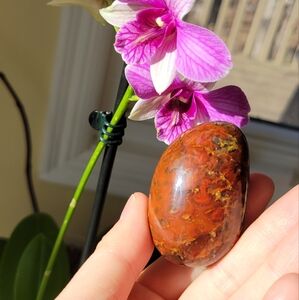 Warring States Fight Blood Agate Jasper Palm Stone